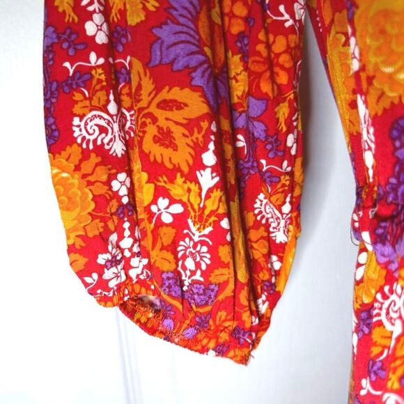 Anthropologie Abel The Label Orange Floral Maxi Dress Sz XS Boho Colourful - Picture 4 of 5